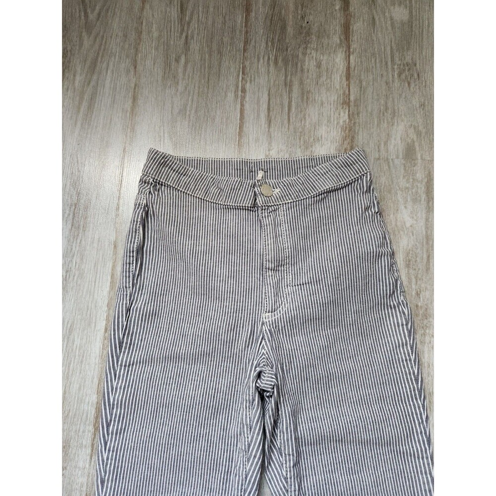 Free People High Rise Skinny Jeggings Gray White Stripe Stretch Lightweight 25 - Picture 2 of 10